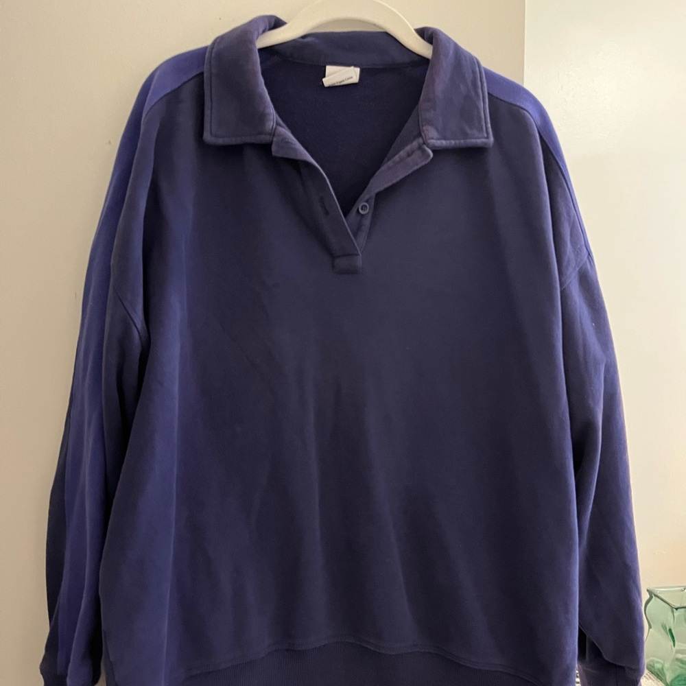 Outdoor Voices Navy/Royal Blue Collared Sweatshirt